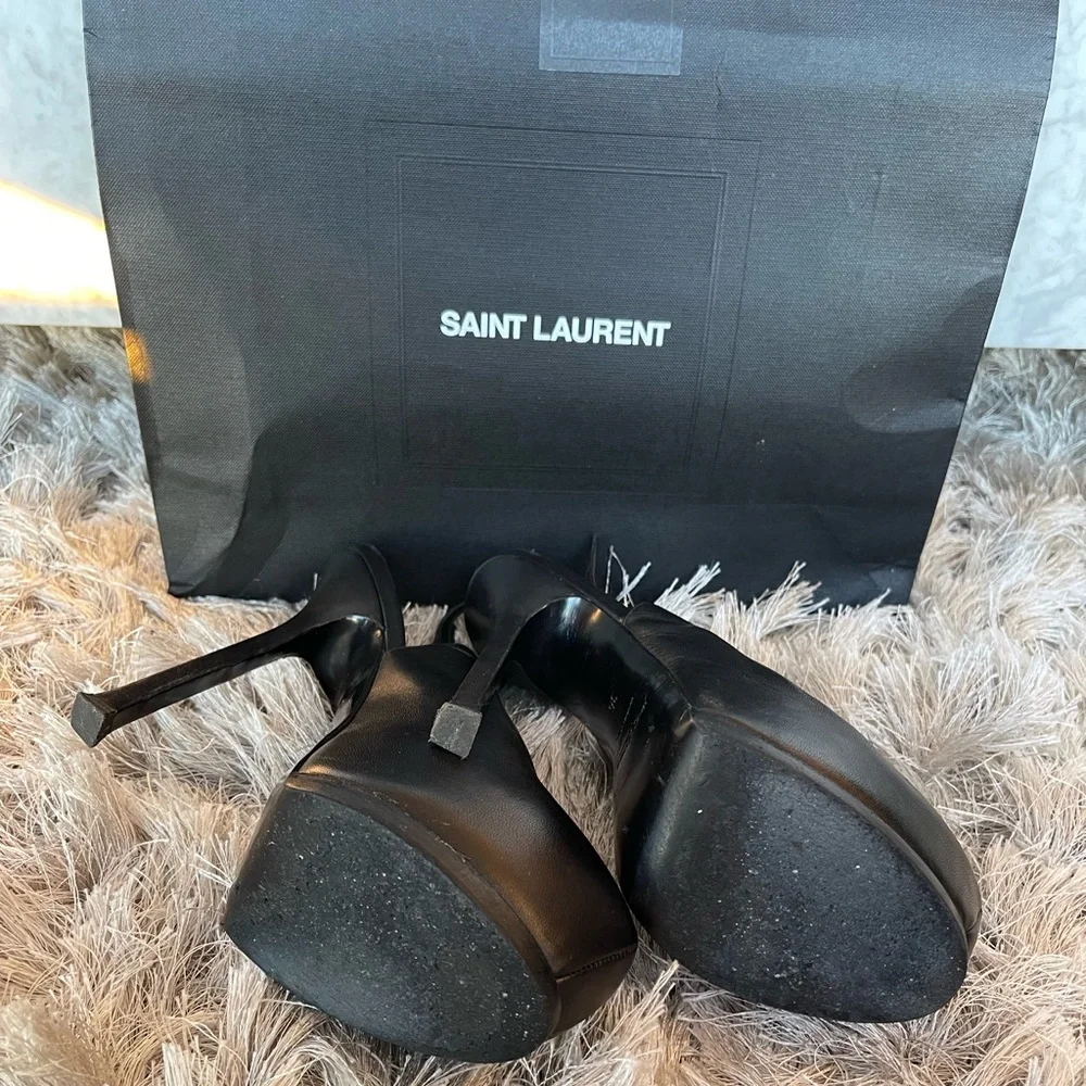 Yves Saint Laurent YSL Black Leather tribute tribtoo Slingback Pumps - Picture 8 of 8